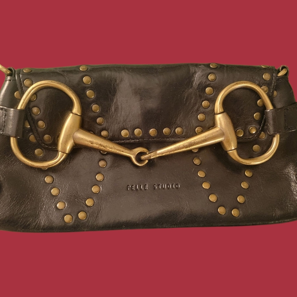 Vintage 1990s Wilsons leather pelle Studios Horse Bit Snaffle Purse / Clutch - Picture 3 of 8